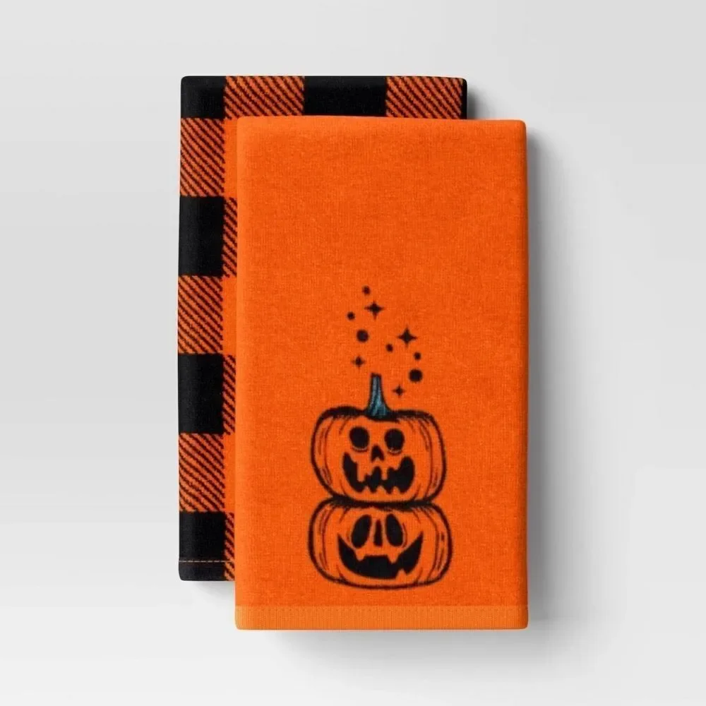 New 2pc Pumpkin Halloween Stack Kitchen Terry Towels Hyde and EEK! Boutique
